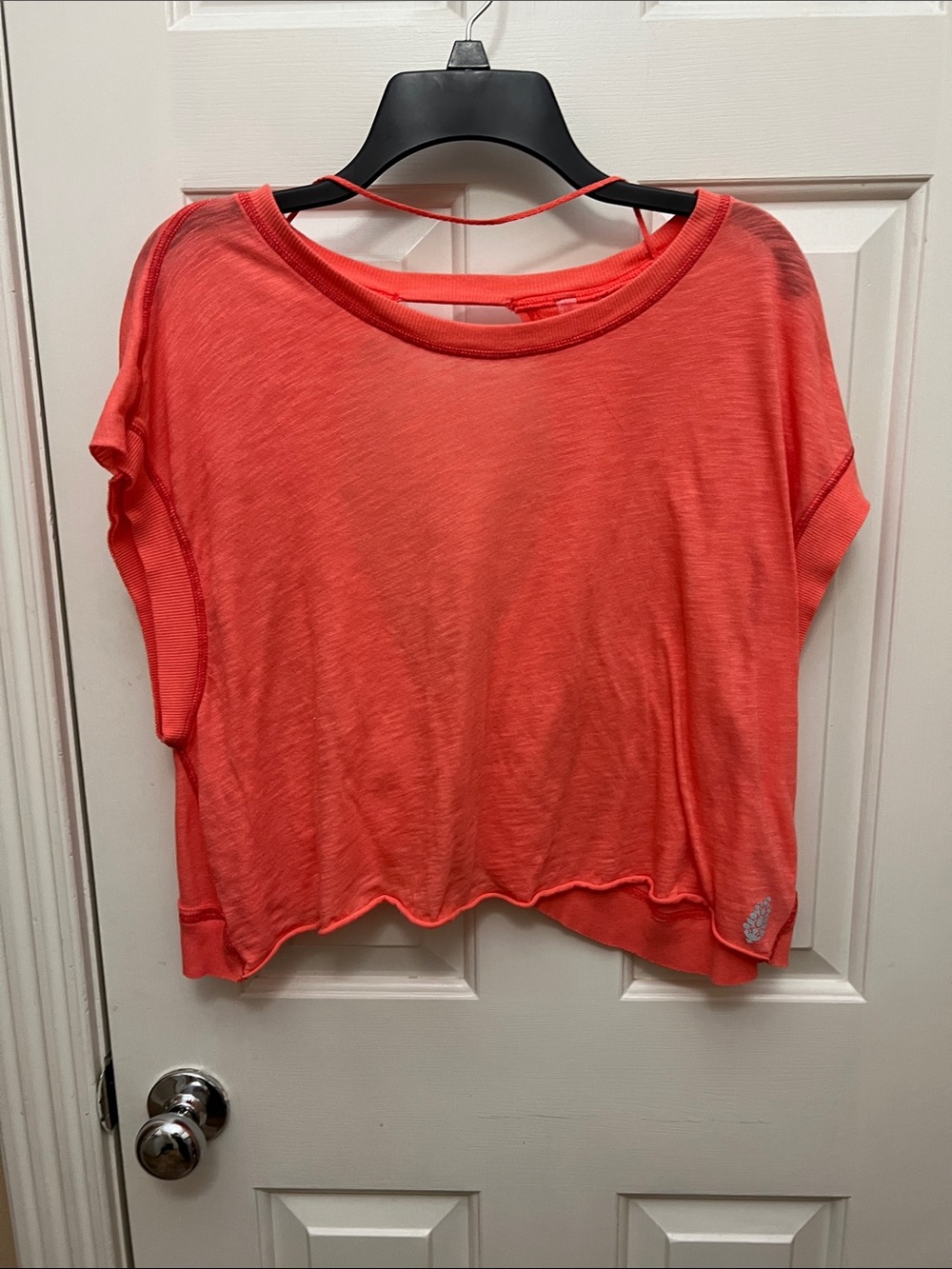 Free People My Time tee Coral Relaxed Short-Sleeve Crop Top